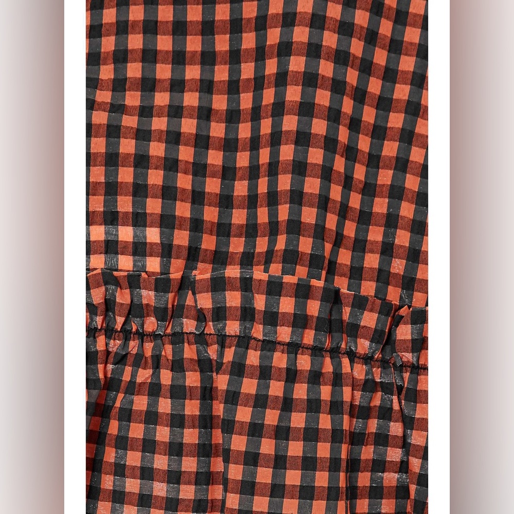 GANNI Ruffled gingham seersucker blouse - Picture 4 of 10